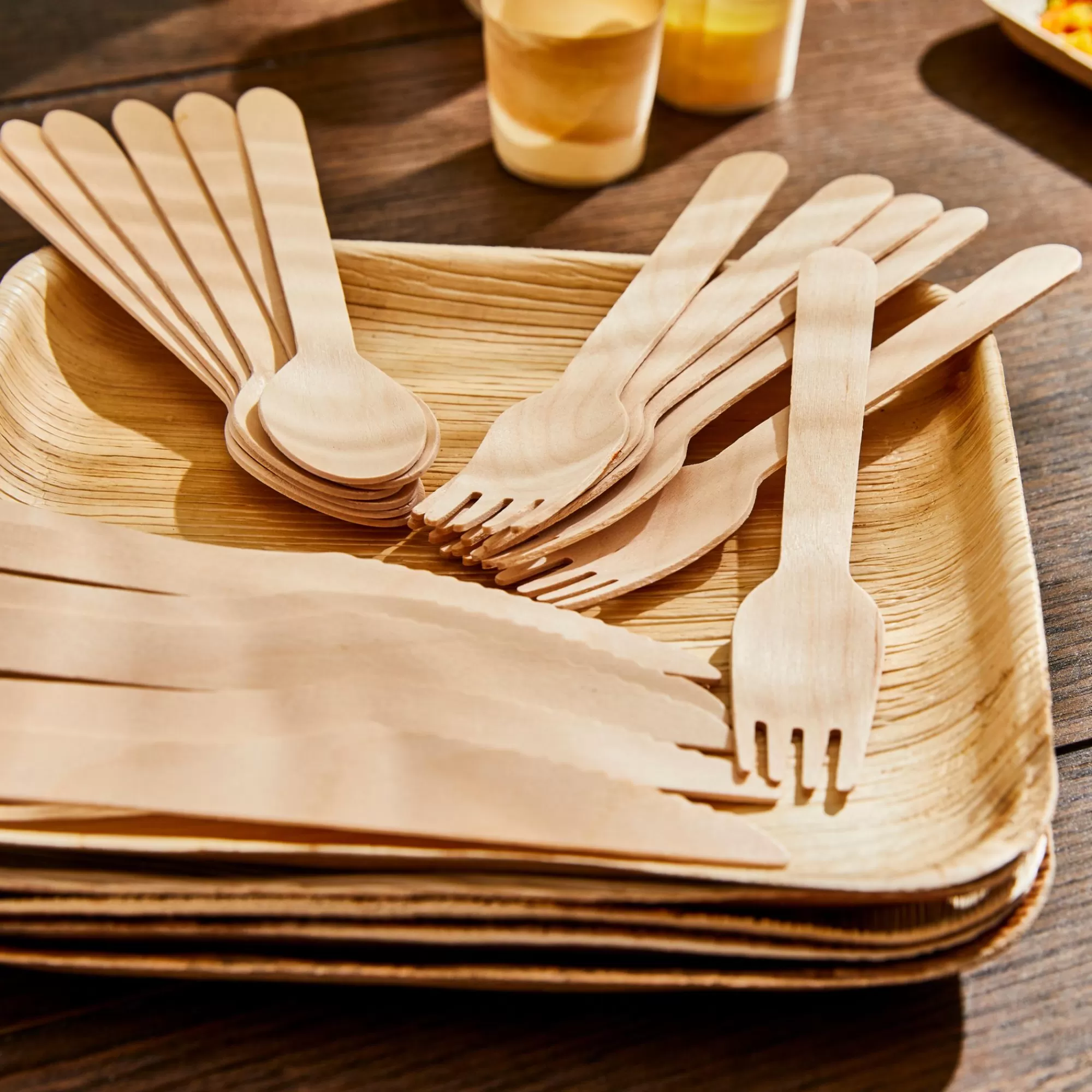 CASA Areca Leaf Set Di Piatti 6 Pz Con Posate Naturale* Piatti