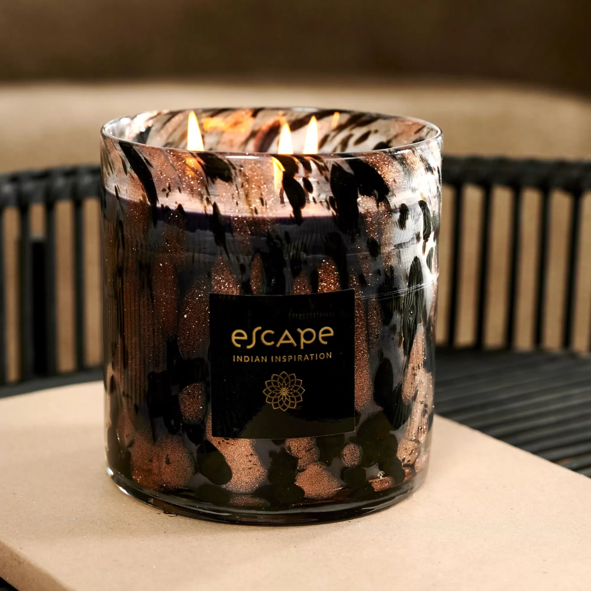 CASA Escape Indian Inspiration Candela Profumata Nero, Rame, Multicolore* Candele